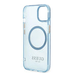Guess Gold Outline Translucent MagSafe dėklas iPhone 13 – mėlynas -- iPhone 13