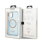 Guess Gold Outline Translucent MagSafe dėklas iPhone 13 – mėlynas -- iPhone 13