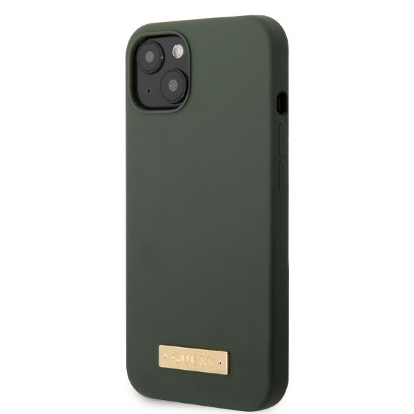 Guess silikoninis MagSafe dėklas iPhone 13 – žalias/khaki