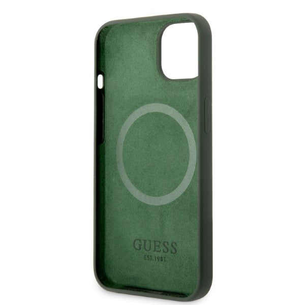 Guess silikoninis MagSafe dėklas iPhone 13 – žalias/khaki