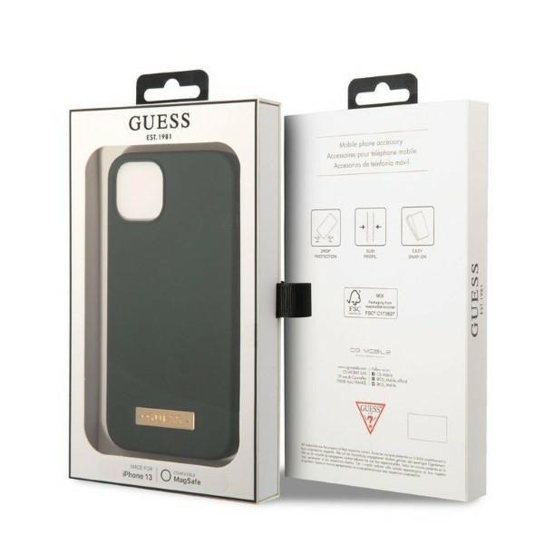 Guess silikoninis MagSafe dėklas iPhone 13 – žalias/khaki