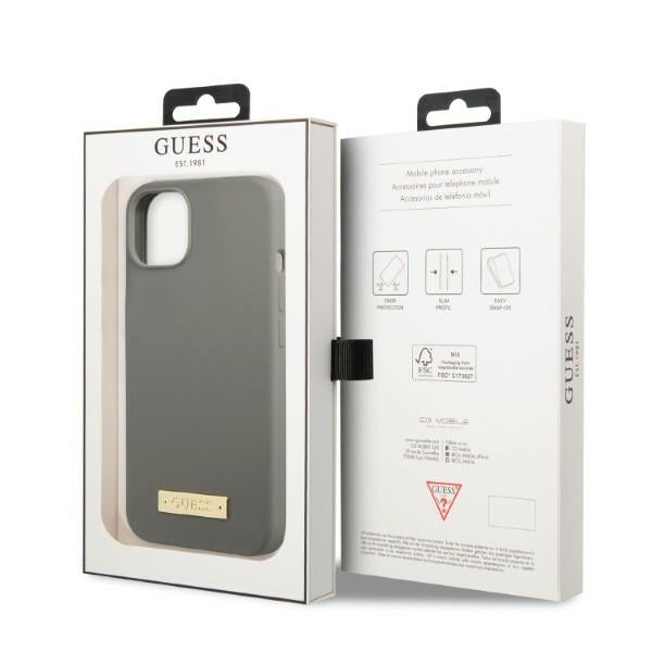 Guess MagSafe silikoninis dėklas iPhone 13 mini – pilkas