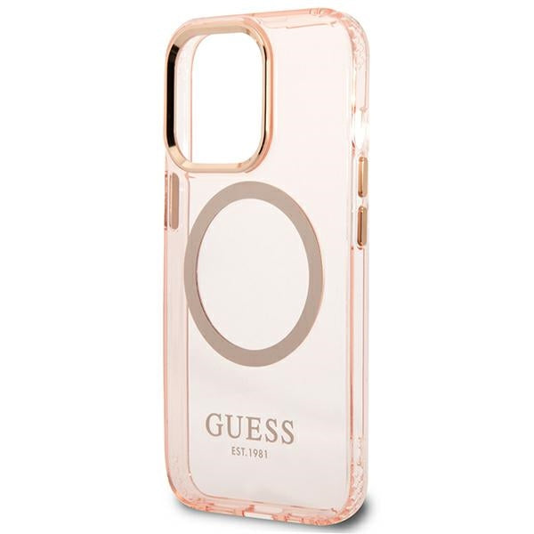 Guess MagSafe dėklas iPhone 13 Pro Max – rožinis