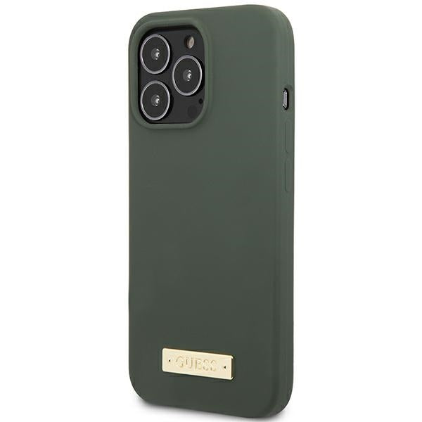 Guess MagSafe silikoninis dėklas iPhone 13 Pro Max – žalias