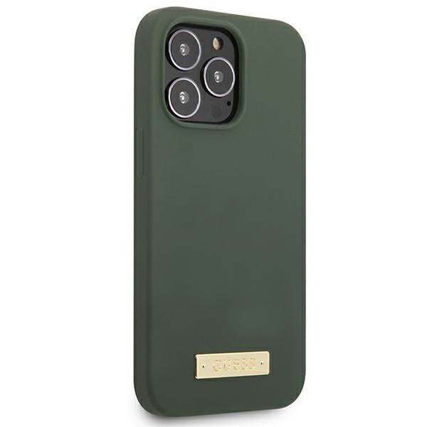 Guess MagSafe silikoninis dėklas iPhone 13 Pro Max – žalias