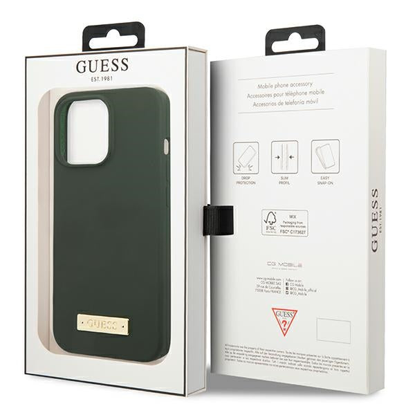 Guess MagSafe silikoninis dėklas iPhone 13 Pro Max – žalias