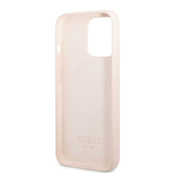 Guess MagSafe silikoninis dėklas iPhone 13 Pro Max – rožinis