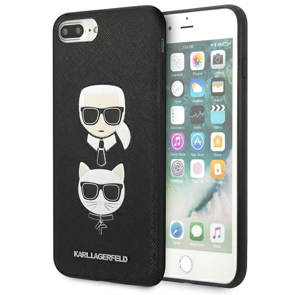 Karl Lagerfeld Saffiano Karl&Choupette Head dėklas, skirtas iPhone 7 Plus / iPhone 8 Plus - juodas -- iPhone 7 Plus /...