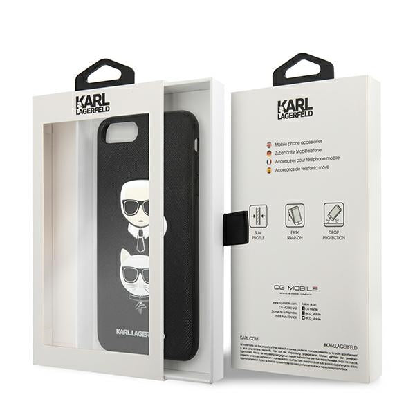 Karl Lagerfeld Saffiano Karl&Choupette Head dėklas, skirtas iPhone 7 Plus / iPhone 8 Plus - juodas -- iPhone 7 Plus /...