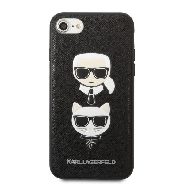 Karlas Lagerfeldas KLHCI8SAKICKCBK iPhone 7/8 / SE 2020 / SE 2022 juodas/juodas kietas dėklas Saffiano Karl&Choupette...