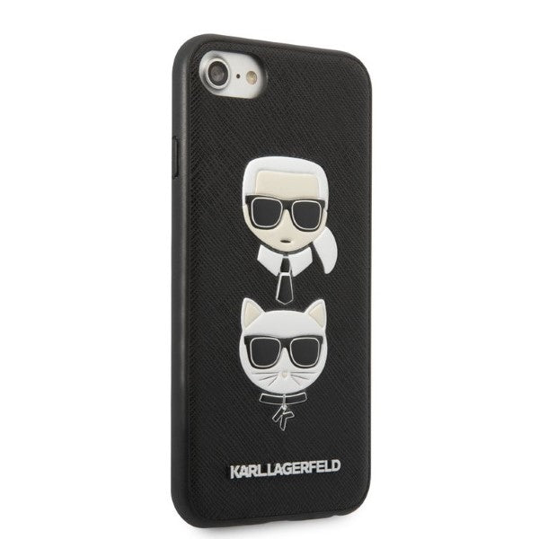 Karlas Lagerfeldas KLHCI8SAKICKCBK iPhone 7/8 / SE 2020 / SE 2022 juodas/juodas kietas dėklas Saffiano Karl&Choupette...