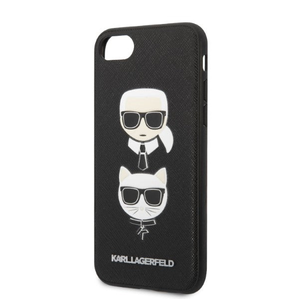 Karlas Lagerfeldas KLHCI8SAKICKCBK iPhone 7/8 / SE 2020 / SE 2022 juodas/juodas kietas dėklas Saffiano Karl&Choupette...
