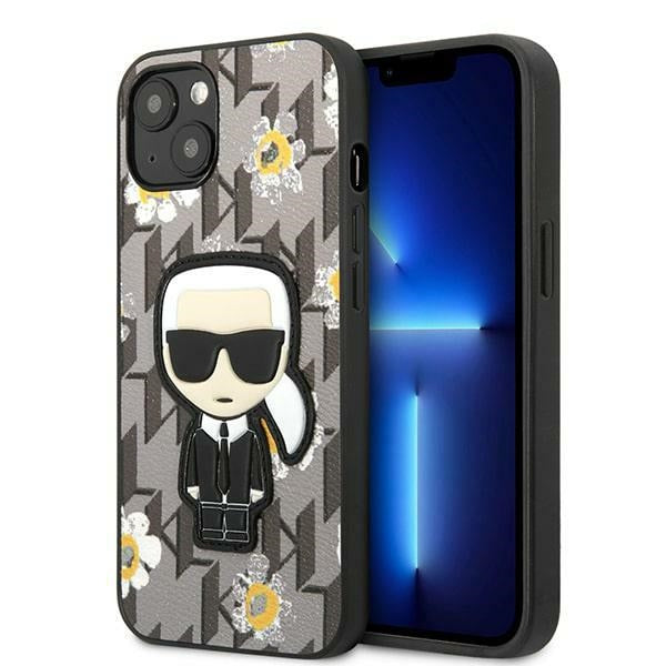 Karl Lagerfeld dėklas iPhone 13 – pilkas, gėlės