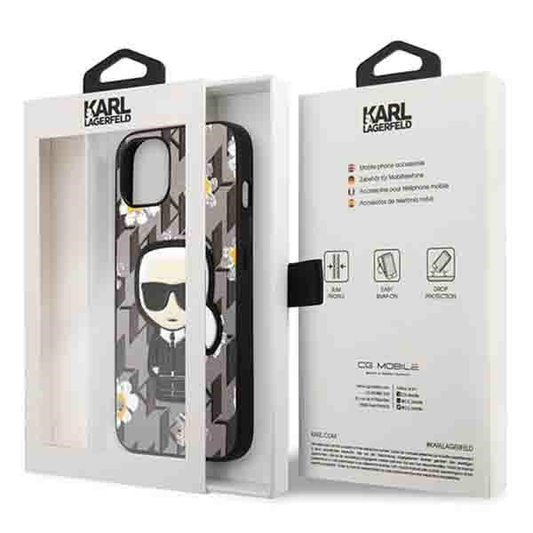 Karl Lagerfeld dėklas iPhone 13 – pilkas, gėlės