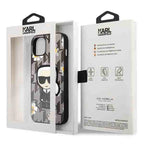 Karl Lagerfeld dėklas iPhone 13 – pilkas, gėlės