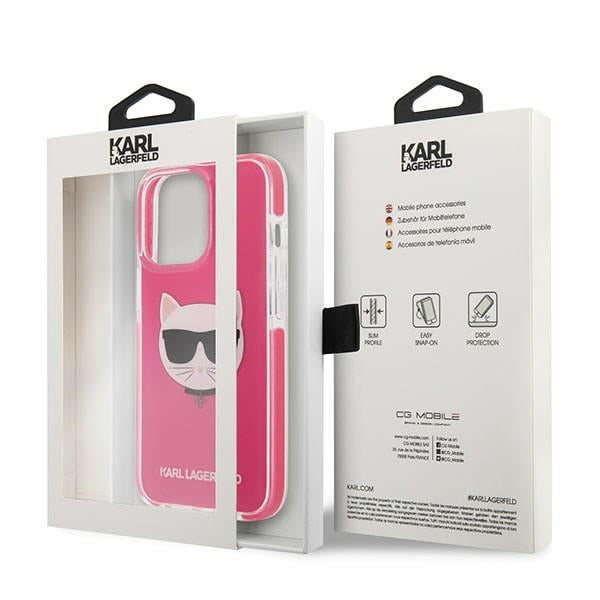 Karl Lagerfeld Choupette Head dėklas iPhone 13 Pro Max – fuksija