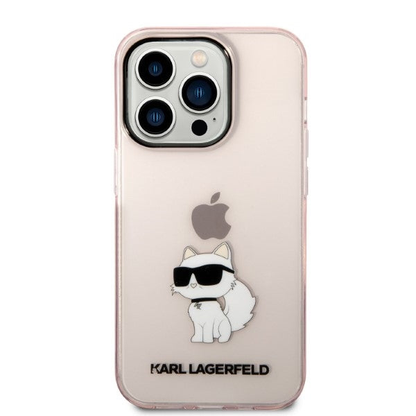 Karl Lagerfeld Choupette dėklas iPhone 14 Pro – rožinis