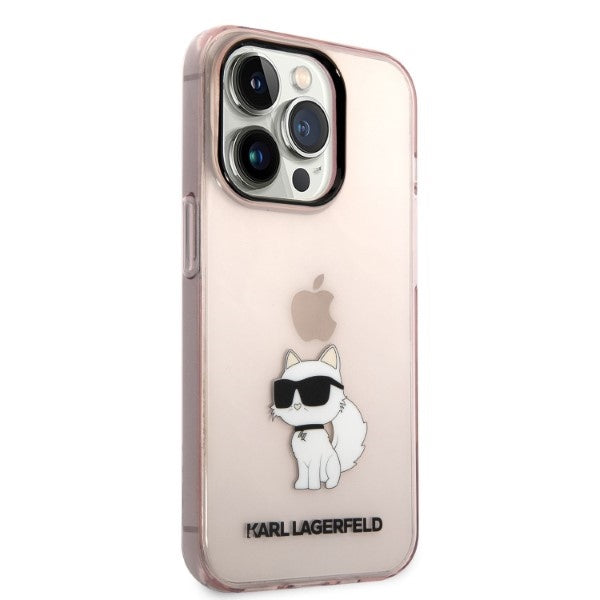 Karl Lagerfeld Choupette dėklas iPhone 14 Pro – rožinis