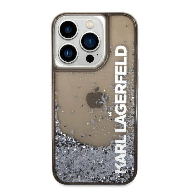 Karl Lagerfeld Liquid Glitter dėklas iPhone 14 Pro – juodas