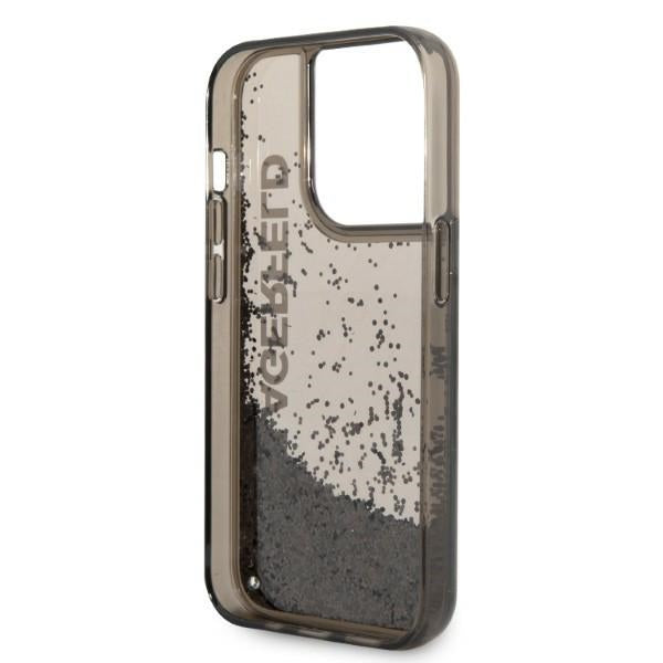Karl Lagerfeld Liquid Glitter dėklas iPhone 14 Pro – juodas