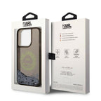 Karl Lagerfeld Liquid Glitter RSG dėklas iPhone 14 Pro – juodas