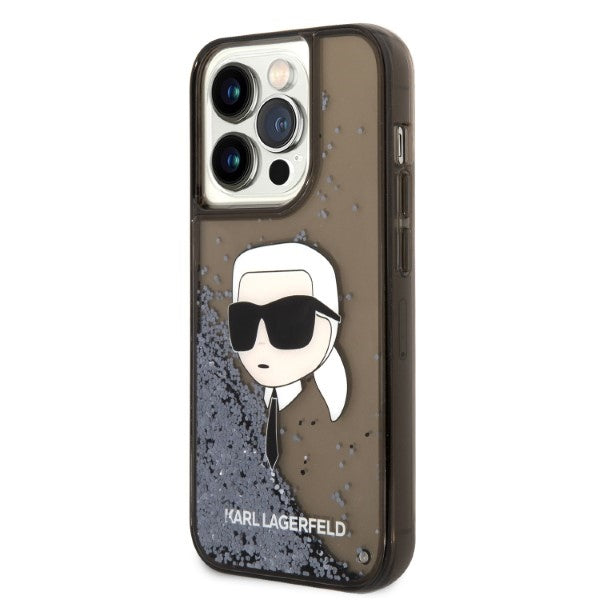 Karl Lagerfeld dėklas iPhone 14 Pro – juodas su blizgučiais