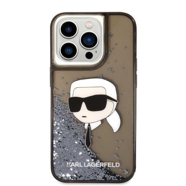 Karl Lagerfeld dėklas iPhone 14 Pro – juodas su blizgučiais