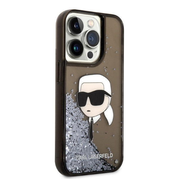 Karl Lagerfeld dėklas iPhone 14 Pro – juodas su blizgučiais