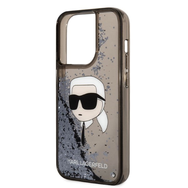 Karl Lagerfeld dėklas iPhone 14 Pro – juodas su blizgučiais