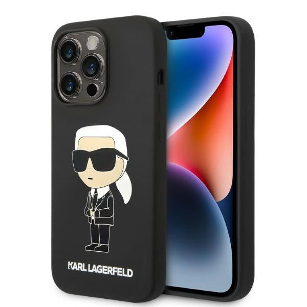 Karl Lagerfeld silikoninis dėklas iPhone 14 Pro – juodas