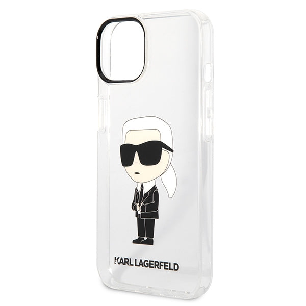 Karl Lagerfeld Ikonik dėklas iPhone 14 Plus / 15 Plus – skaidrus