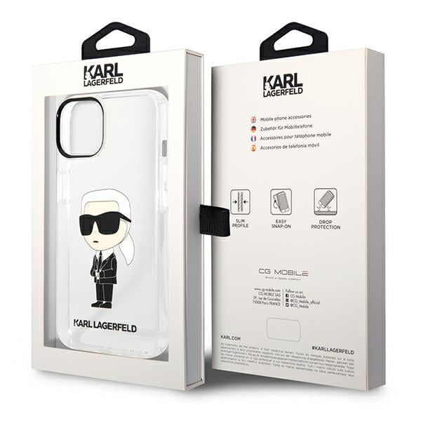 Karl Lagerfeld Ikonik dėklas iPhone 14 Plus / 15 Plus – skaidrus