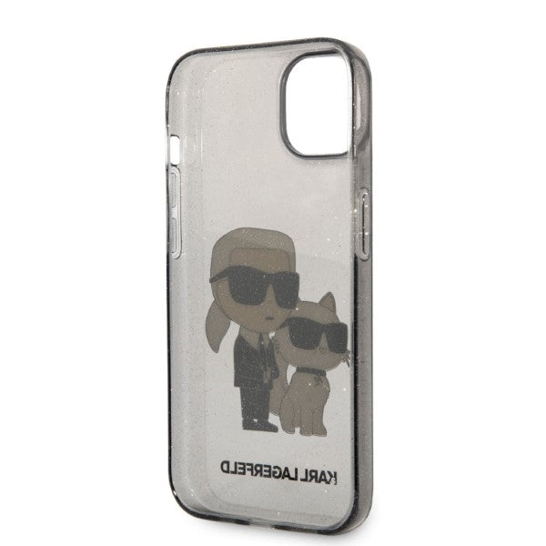 Karl Lagerfeld blizgus dėklas iPhone 14 Plus/15 Plus – juodas