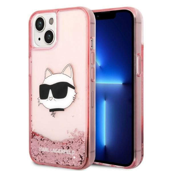 Karl Lagerfeld skaidrus dėklas iPhone 14/15 Plus – rožinis