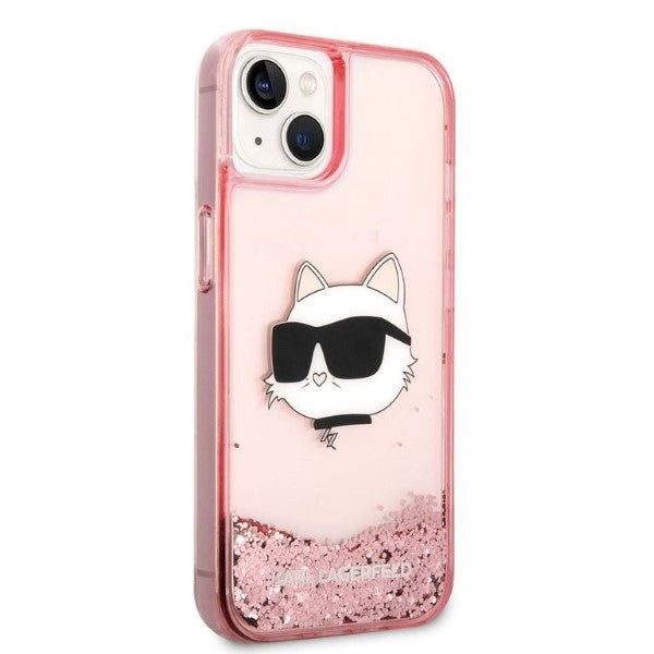 Karl Lagerfeld skaidrus dėklas iPhone 14/15 Plus – rožinis