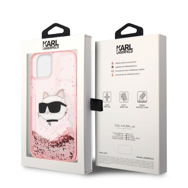 Karl Lagerfeld skaidrus dėklas iPhone 14/15 Plus – rožinis