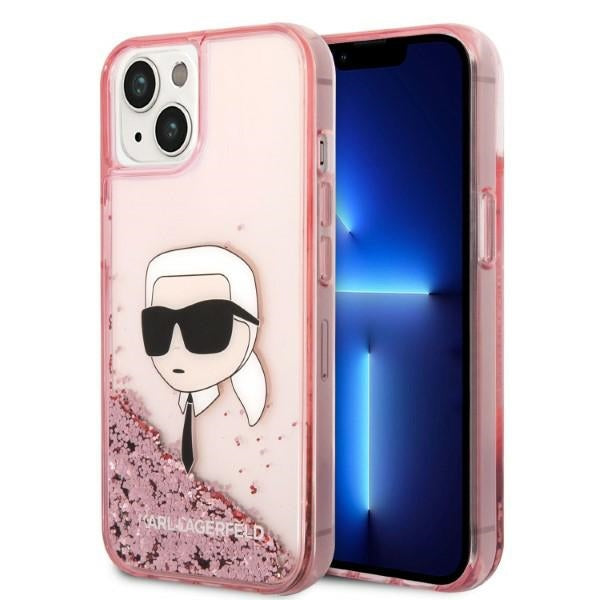 Karl Lagerfeld Liquid Glitter dėklas iPhone 14/15 Plus – rožinis