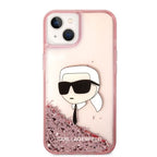 Karl Lagerfeld Liquid Glitter dėklas iPhone 14/15 Plus – rožinis