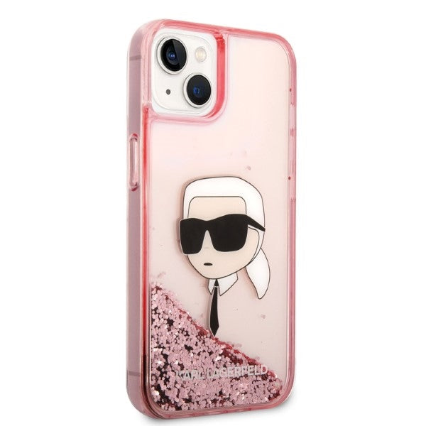 Karl Lagerfeld Liquid Glitter dėklas iPhone 14/15 Plus – rožinis