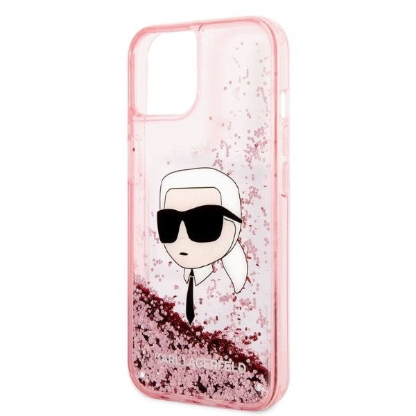 Karl Lagerfeld Liquid Glitter dėklas iPhone 14/15 Plus – rožinis