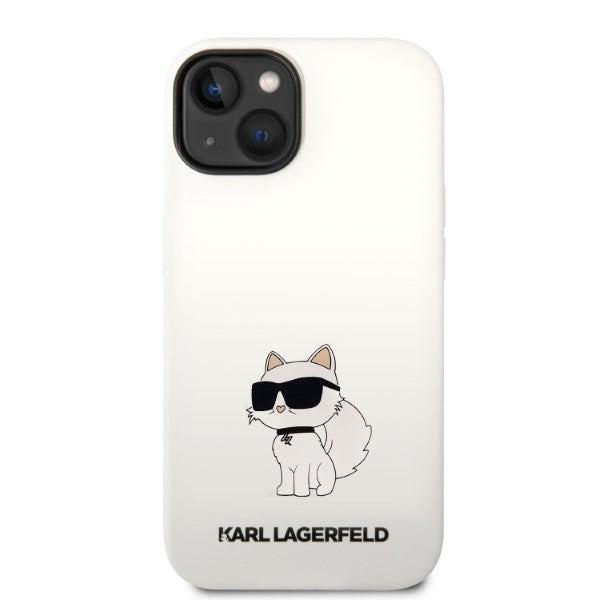 Karl Lagerfeld Silicone Ikonik Choupette dėklas iPhone 14 Plus / 15 Plus – baltas -- iPhone 14 Plus