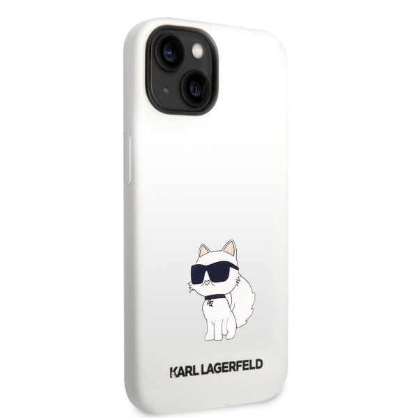 Karl Lagerfeld Silicone Ikonik Choupette dėklas iPhone 14 Plus / 15 Plus – baltas -- iPhone 14 Plus