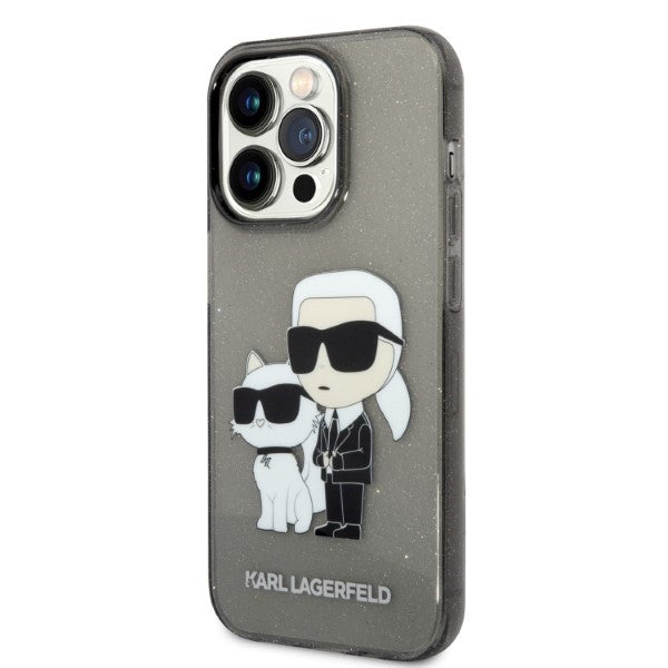 Karl Lagerfeld blizgus dėklas iPhone 14 Pro Max – juodas