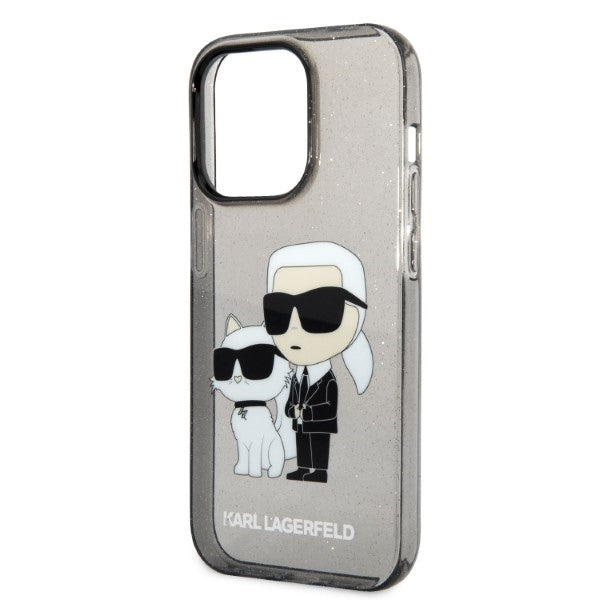 Karl Lagerfeld blizgus dėklas iPhone 14 Pro Max – juodas