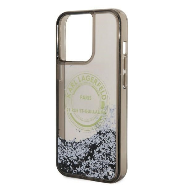 Karl Lagerfeld Liquid Glitter RSG dėklas iPhone 14 Pro Max – juodas