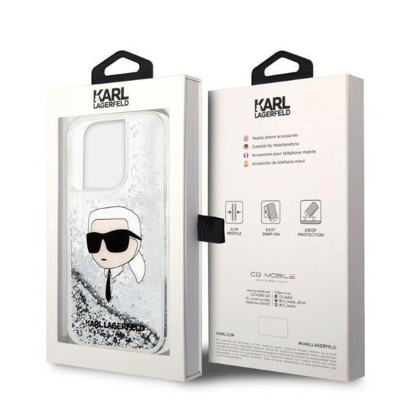 Karl Lagerfeld dėklas iPhone 14 Pro Max – sidabrinis