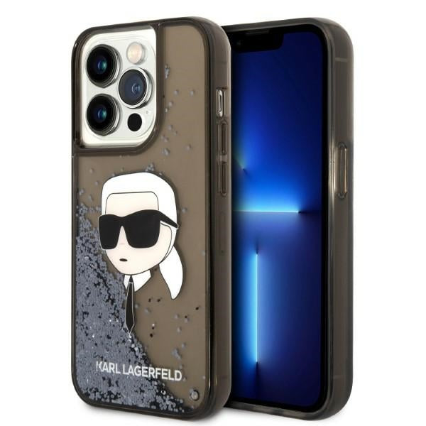 Karl Lagerfeld Liquid Glitter dėklas iPhone 14 Pro Max – juodas