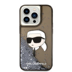 Karl Lagerfeld Liquid Glitter dėklas iPhone 14 Pro Max – juodas