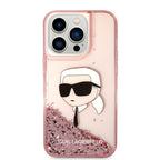 Karl Lagerfeld blizgus dėklas iPhone 14 Pro Max – rožinis