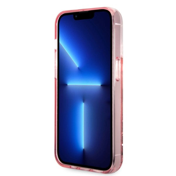 Karl Lagerfeld blizgus dėklas iPhone 14 Pro Max – rožinis